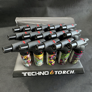 Nuevos diseños de encendedor de cigarro logotipo personalizado recargable precio al por mayor pegatina de plástico encendedor de tabaco Jet - Product Image 3