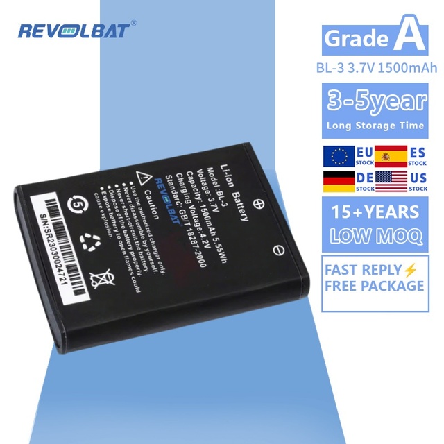Revolbat Rechargeable BL-3 Lithium Ion 3.7V 1200mAh Two-radio Battery for Walkie Talkie BF-R5 BF-T6 C5 UV3R UV-3R