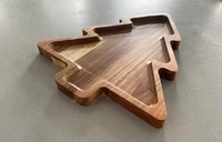 Plateau de service en bois d'acacia naturel, style américain, élégant, forme irrégulière, écologique, motif uni, directement de l'usine