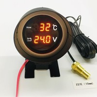 Instrumento universal transfronterizo de 12V/24V para coche, sedán, camión, estilo cañón, combinación de temperatura del agua y voltaje, de alta precisión.