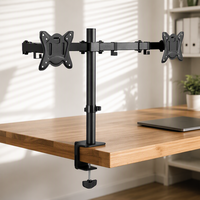 Support de moniteur réglable pour bureau, en acier noir, 19-32 pouces, avec extension et support pour double écran