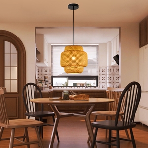 Lampe suspendue en bambou tissé à la main Kyoto, toute nouvelle, en stock, lampe suspendue en osier naturel - Product Image 3