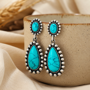 Orecchini Pendenti Vintage Boho Blu-Verde a Goccia per Donna, Gioielli di Moda - Product Image 6
