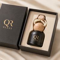 Bouteille de parfum/huile essentielle vide et rechargeable en verre givré coloré pour voiture et maison avec cordon de suspension - Parfumée