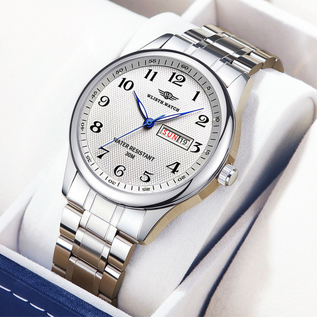 WLISTH Swiss brand men's watches fashion double calendar waterproof business quartz wristwatch