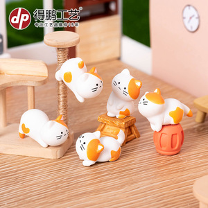Ensemble de figurines de chatons mignons, 8 pièces, décorations murales en PVC pour maison de poupée, ornement de bureau, Design Orange et blanc - Product Image 3