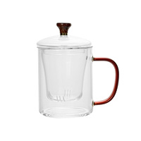 Tasse à thé chinoise Hxglass pour la maison, 500 ml, avec infuseur, tasse en verre résistant à la chaleur avec couvercle pour le bureau, tasses à thé traditionnelles