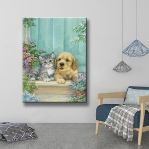 Peinture Diamant Ever Moment Chien et <span class=keywords><strong>Chat</strong></span> Cartoon, Kit Complet avec Strass Carrés en Résine, Décoration Murale Moderne pour la Maison S2F2665 - Product Image 2