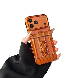 Custodia per Telefono in TPU Opaco Elettroplaccato con Colonna Romana 3D Traforata e Angelo 3D per iPhone 17 16 15 Pro Max - Product Image 1