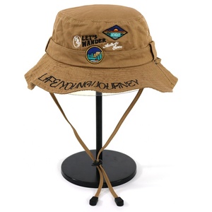 Thiết kế thêu logo trại xô hat, cotton twill bên ngoài thể thao Sun hat với chuỗi, tùy chỉnh co-xây dựng thương hiệu sự kiện hat - Product Image 1