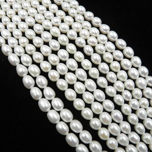 7-8MM blanco culto arroz perla natural de agua dulce verdadera perla cuentas - Product Image 3