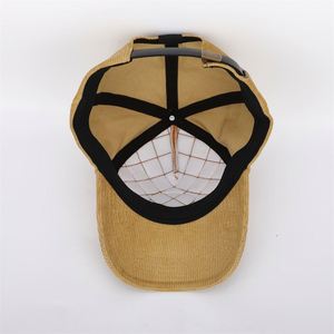 OEM Custom High Quality 5 Panel Foam Front Corduroy Baseball Cap,3D Embroidery Logo Curved Brim Leather Strap <b>Dad</b> <b>Hat</b> - Product Image 6