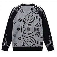 Pull en laine jacquard à motif graphique personnalisé OEM 2026 pour homme, pull de luxe de marque de créateur