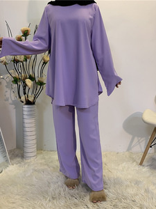 Toptan <span class=keywords><strong>2</strong></span> adet islam kadın uzun kollu Tops yüksek bel pantolon setleri Abaya müslüman elbise elbise - Product Image 6