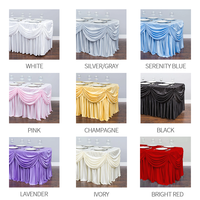 Jupe de table en satin de 8 pieds avec décoration ondulée, élégante jupe de table plissée pour mariage, banquet, maison, hôtel ou fête