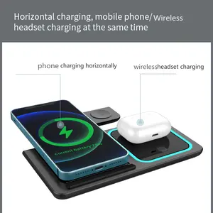 1 में 3 क्यूई तेजी से वायरलेस चार्जर खड़े हो जाओ iPhone के लिए एप्पल के लिए 15W चार्ज पैड घड़ी 13 12 11 XS XR X 8 7 एसई