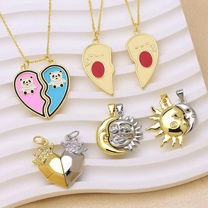LS-D1110 Collier Pendentif <span class=keywords><strong>Cœur</strong></span> Magnétique en Pierre, Motif Panda Dinosaure Mignon, <span class=keywords><strong>Symbole</strong></span> d'Amour, Meilleure Vente - Product Image 3