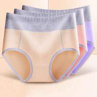 HD293 Sous-vêtements 95% coton pour femmes de grande taille Culotte mi-taille pour femmes de couleur unie Slip d'étudiant sexy