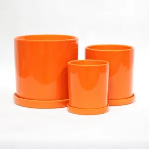 interior orange small flower pots planter 010C-O