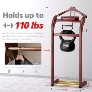 <span class=keywords><strong>Porte</strong></span>-vêtements en bois pour hommes avec base, barre de suspension profilée, barre pour pantalons et barre pour cravates - Product Image 4