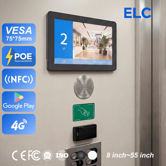 10.1 Inch Android Elevator Advertising Display for Coupon Scanning Wall Mount Touch Screen Digital Signage Above Buttons