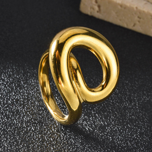 Fashion Trendy 18K Gold Plated Stainless Steel Wedding Bands or <b>Rings</b> for Women - Product Image 1