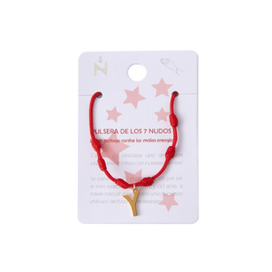 Braccialetto Nodo a Sette Stelle in Acciaio Inossidabile con Cordoncino Rosso, Gioiello Portafortuna, Accessorio di Moda - Product Image 2