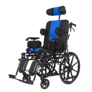 Fauteuil roulant pliable pour enfant, entièrement inclinable, design léger en métal, adapté à la réadaptation des enfants handicapés - Product Image 1