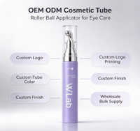 Tube souple vide violet pour crème contour des yeux avec applicateur de massage à bille argentée, emballage cosmétique pour sérum contour des yeux, logo personnalisé OEM