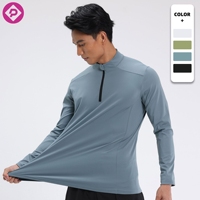 Haut de sport à manches longues pour homme, séchage rapide, avec logo personnalisé, grande taille, fermeture éclair 1/4