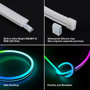 24V Neon LED Light Strip Flexible Full Color RGBIC Led Light Strip Rainproof Remote <b>Control</b> APP Dimming Smart Strip Lights - Product Image 3