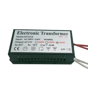 Transformator Elektronik 110V, AC110V-130V 160W Ke AC 12V Catu Daya untuk G4 Lampu Kristal Halogen Manik-manik Tempat Lilin Kuarsa