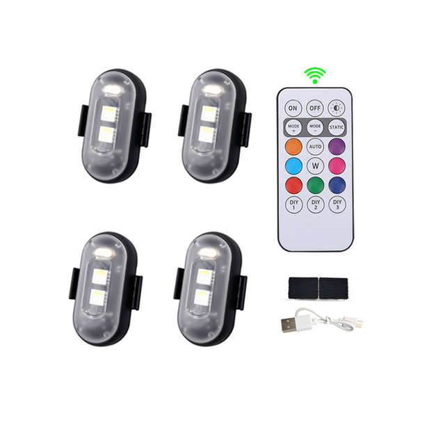 Car and Motorcycle Wireless LED Strobe Lights With Remote Control Aircraft Bike Warning Light Waterproof