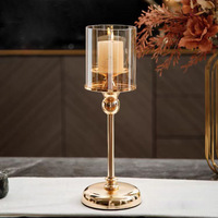 L Großhandel Luxus Tisch Nordic Modern Hochzeit Kerzenhalter Metall Gold Kerze Stand Glaszylinder Kerzenhalter Für Wohnkultur