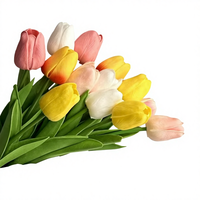 Bunga Tulip Buatan Simulasi Bahan PU Cina Bermotif Embos Hadiah Hari Ibu Dekorasi Rumah Perlengkapan Fotografi Tulip Tunggal