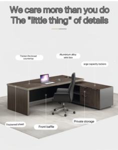 Ceo Muebles de lujo Diseño moderno de madera maciza de tablero de melamina Escritorio Silla para el hogar Muebles de oficina Mesa redonda Placa de melamina MFC - Product Image 6