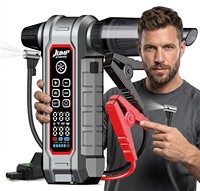 Compresseur d'air portable avec démarreur de batterie, ventilateur sans balais sans fil, affichage numérique, outil d'urgence