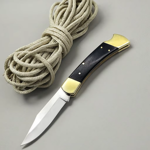 Couteau de poche <span class=keywords><strong>mini</strong></span> couleur cuivre, coupe-poisson en forme de poisson rouge, acier inoxydable 440, manche en bois, outils portables pour camping en extérieur, OEM DIY - Product Image 1