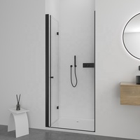Profilé en aluminium noir mat 8mm Portes pliantes en verre trempé transparent pour salle de bain