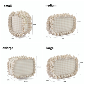 Sacs cosmétiques à volants en nylon écologique personnalisés pour femmes, grande capacité, à la mode, portables, avec fermeture éclair, pour le voyage - Product Image 6