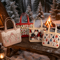 Tas Pantai EVA Cetak Logo Santa Claus Khusus Natal, Desain Berlubang Tahan Air, Kapasitas Besar, Hadiah Liburan Grosir