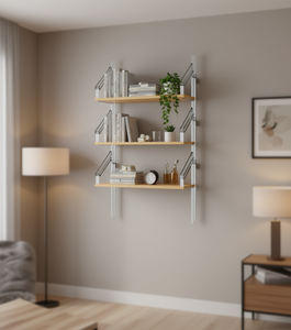 Estante de pared Sunique de madera, de un solo nivel, plegable, ajustable, minimalista, para colocar detrás de puertas o paredes. - Product Image 2