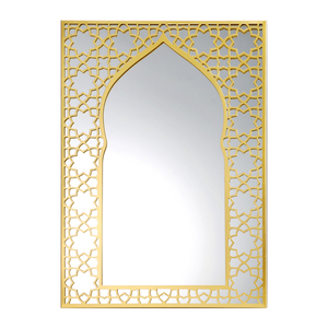 Gold Wall <strong>Mirror</strong> with Geometric Lattice Frame, <strong>Moroccan</strong> <strong>Style</strong> Decorative <strong>Mirror</strong> for Living Room/Bedroom, Ramadan Home Wall Art - Product Image 1