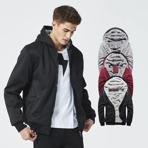 <strong>Men's</strong> <strong>Winter</strong> Fleeced Knitted Jackets With Wholesale Logo European Size Polyester Zipper-up Hoodies - Product Image 1
