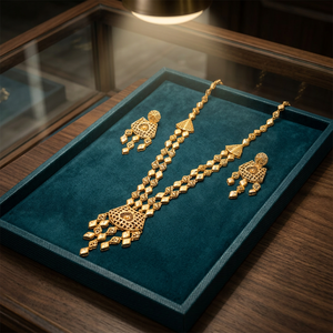 Venta al por mayor de moda 14K 18K 24K chapado en oro conjunto de joyas, formando conjunto de joyería larga, joyería tradicional, joyería llena de oro de latón. - Product Image 3