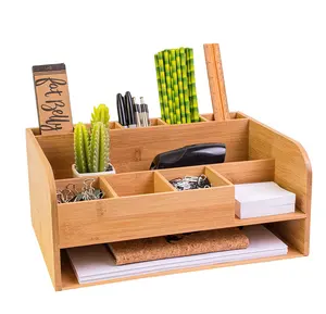 Bamboo Wood Desk Organizer mit File Organizer für die Aufbewahrung von Büromaterial und Schreibtisch zubehör