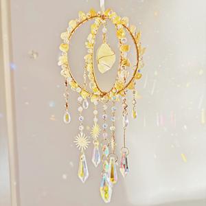 Vendita calda originale <span class=keywords><strong>pietra</strong></span> avvolgimento cristallo sferico artigianato ghiaia <span class=keywords><strong>naturale</strong></span> Catcher arcobaleno ciondolo vento carillon regalo per le femmine - Product Image 3