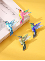 Broche de luxe colorée en alliage plaqué colibris, épinglette originale en émail pour vêtements, sacs à dos et accessoires, cadeau de fête