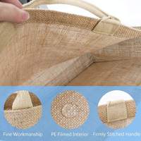 Sac fourre-tout rétro en toile de jute imperméable pour femme, personnalisable avec logo imprimé, sac à main portable en lin et toile de jute pour le shopping ou les cadeaux