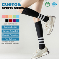 Chaussettes de compression pour femmes, en nylon, sans couture, à séchage rapide, anti-odeur, à trois bandes, pour le sport et la course à pied